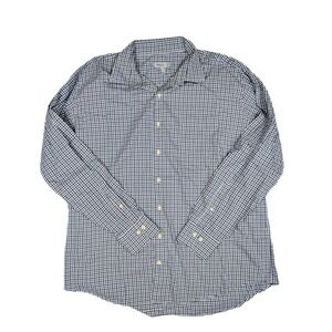 Peter Millar Navy White Check Button Long‎ Sleeve Button Shirt Men's Size 2XL